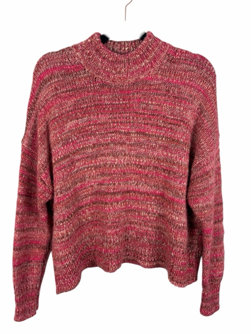 J.Crew Marled Pink Turtleneck Oversized Sweater Cozy Knit Small Casual